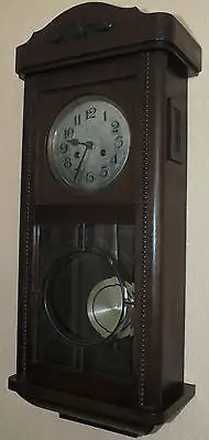 Schöner Regulator, Wanduhr JCO, Eiche dunkel, schönes geschliffenes Glas, Läuft! 0