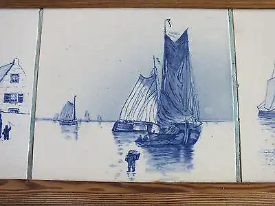 Wunderschöner Fliesenspiegel, Holländermuster, 5 Fliesen im Bord, 77cm breit