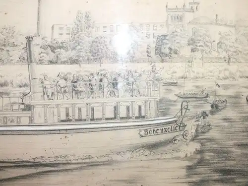 Altes Bild, Dampfschiff Hohenzoller, von M.Jentsch 1886