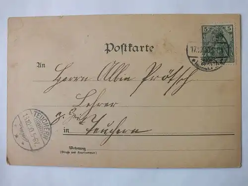 Ak Halle Gruß aus Halle, Litho, Post, Kleinschmieden, Theater, 1900 gel.