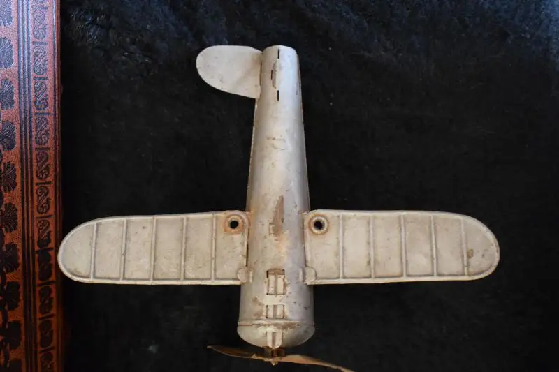 Altes Blechspielzeug, Flugzeug, Propeller DRGM USA Pat. appl. For 5