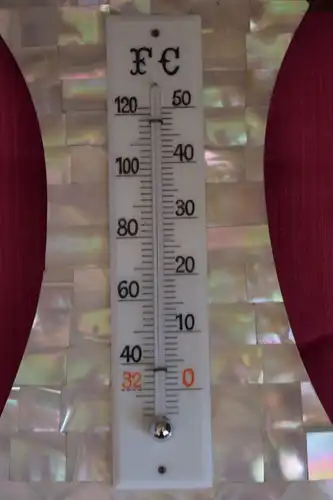 Wetterstation, mit Barometer und Thermometer  Perlmutt, 48,5cm lang TOP ZUSTAND!