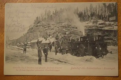AK Bahnhof Ob.- Schreiberhau i. Riesengebirge, 1905 gelaufen