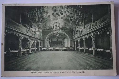 AK Markranstädt, Hotel Gute Quelle, Großer Festsaal, 1929 gelaufen,