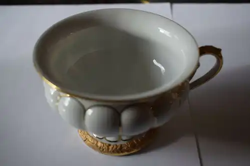 Schöne Prunk Sammeltasse, Gedeck Meissen, alte Marke, handgemalt, Schwerter Gold