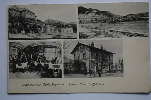 Ak Gruss aus Velt´s Restaurant, Stefans - Saal in Sebusein, um 1900 nicht gel.