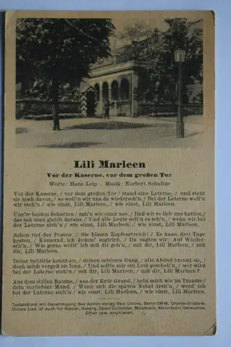 Ak Lili Marleen, Vor der Kaserne, vor dem großen Tor,  1944 gelaufen