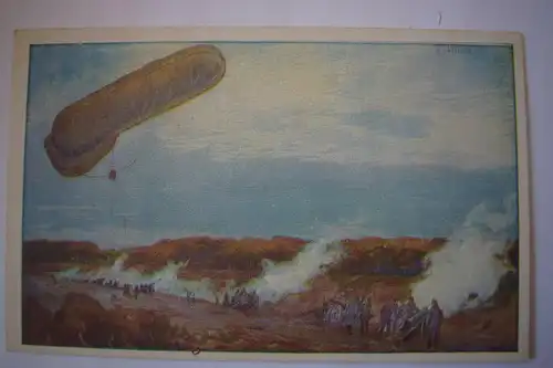 Ak Fesselballon, unsere Artilleriewirkung beobachtend, um 1910 nicht gelaufen