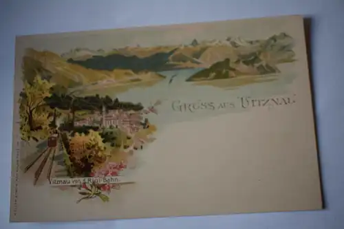 Ak Gruss aus Vitznau, Vitznau von der Rigi-Bahn, um 1900 nicht gelaufen