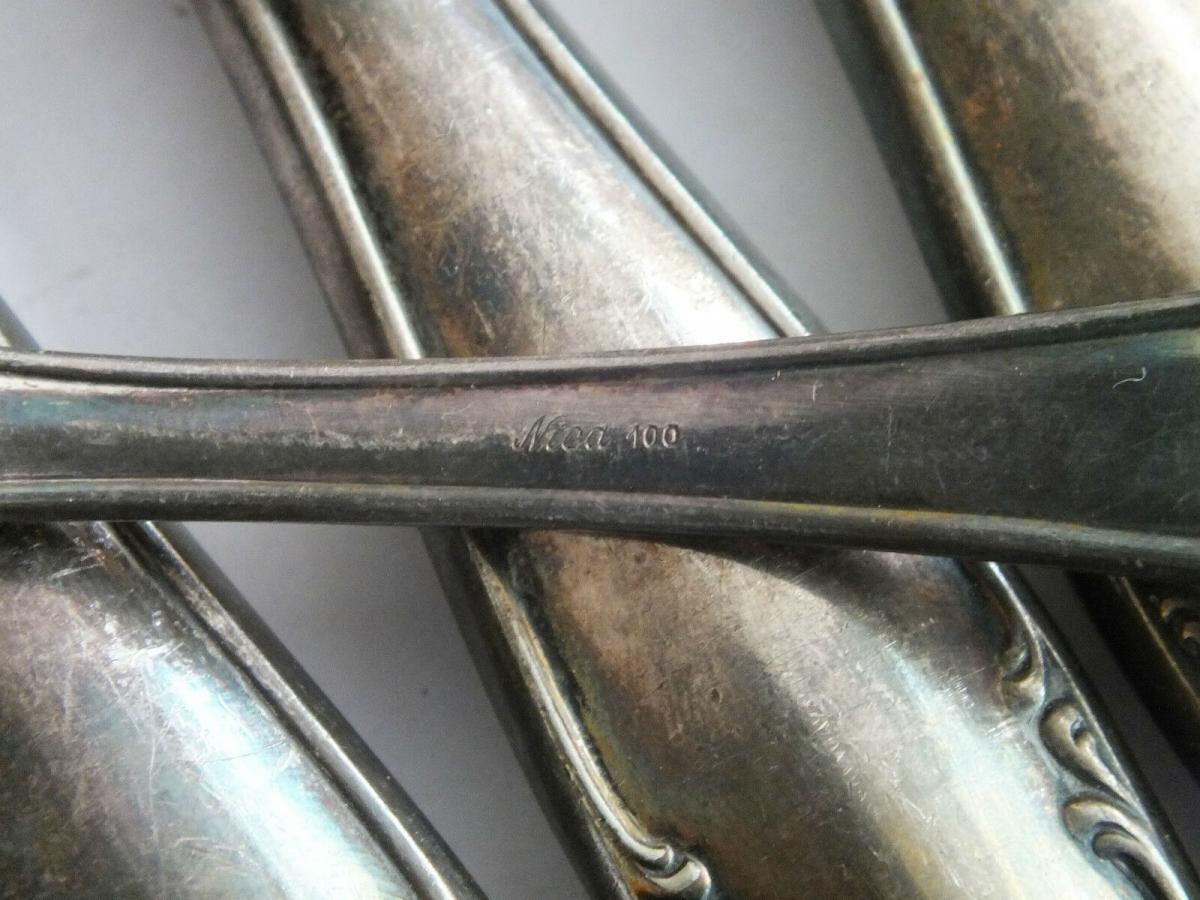 18 Teile Besteck für Personen, 100-er Auflage, versilbert, Stempel