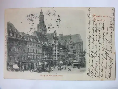 Ak Gruss aus Breslau, Wroclaw, Ring (Kurfürstenseite), 1901 gelaufen