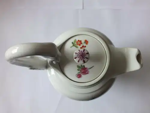 Meissen Mokkakanne, rote Rose, alte unterglasurblaue Marke, 21,5cm, schönes Teil