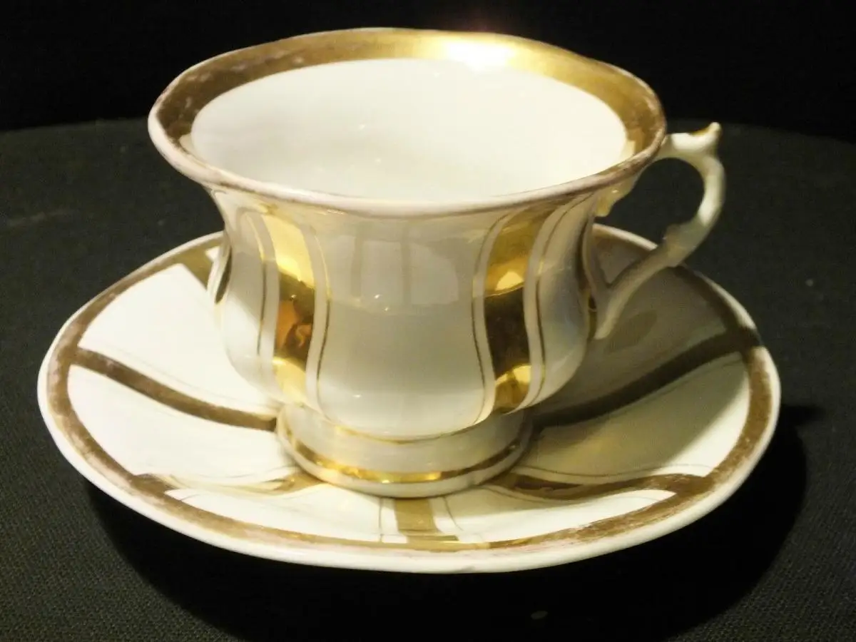 Tasse mit Untertasse Biedermeier KPM Krister Porzellan Manufaktur guter Zustand! 0