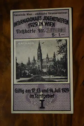 Internationales Jugendtreffen in Wien Netzkarte, Fahrkarte 1929