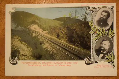 Ak Harzzahnradbahn, Einschnitt zwischen Eichen- und Staufenberg um 1900 nicht g.