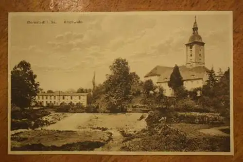 Ak Bernstadt i. Sa., Kirchwehr, 1925 gelaufen