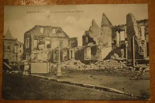 Ak Sennheim O./E. Zerschossene Häuser 1914/15, um  1915 gelaufen, Oberelsaß