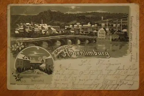Ak Gruss aus Hohenlimburg, Schlosshof und Totale, 1900 gelaufen