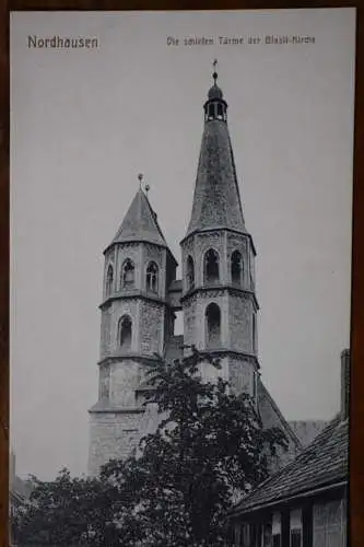 Ak Nordhausen Die schiefen Türme der Basili-Kirche, um 1910 nicht gelaufen