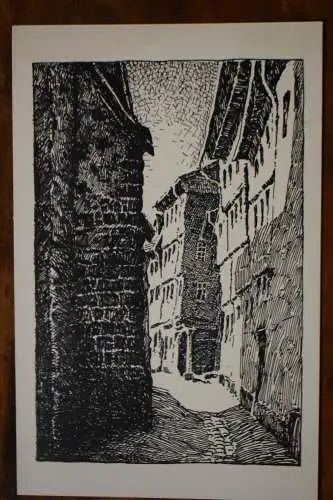 Ak Nordhausen Hinter der Marktkirche Federzeichnung von Otto Lange, 1927 n. gel.