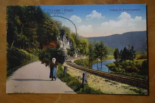 Ak Lauter i. Erzgeb., Eingang zum Schwarzwassertal,  1940 gelaufen Bahnpost