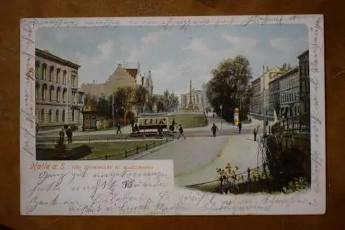 AK Halle / Saale, Die Promenade mit Stadttheater , um 1902 gelaufen