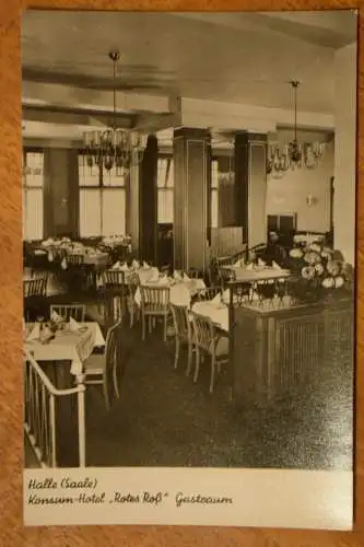 AK Halle / Saale, Konsum-Hotel Rotes Roß, Gastraum, 1962 nicht gelaufen