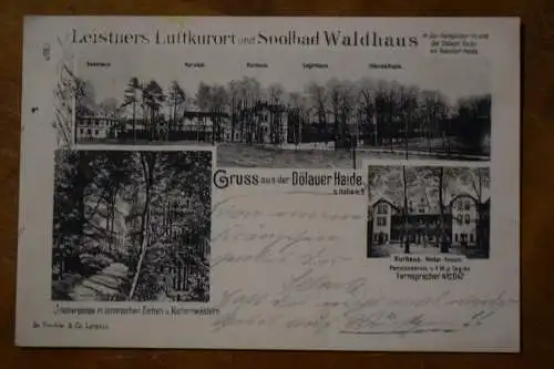 AK Halle / Saale, Leistners Luftkurort und Soolbad Waldhaus, um 1908 gelaufen