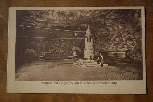 Ak Salzbergwerk Gewerkschaft Ludwig II. Staßfurt Festsaal mit Salzturm, um 1930
