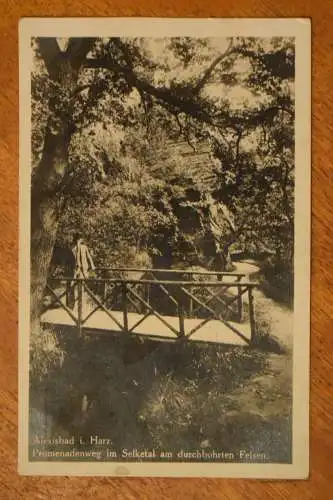 Ak Alexisbad,  Promenadenweg im Seketal am durchbohrten Felsen, um 1940 gelaufen
