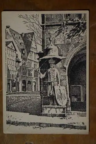 Ak Nordhausen, Der Roland am alten Rathaus, Federzeichnung von Carl Schneider