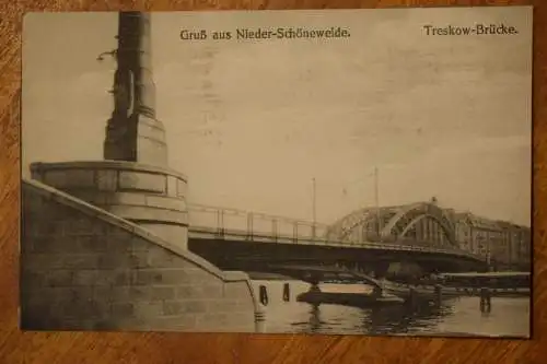 Gruß aus Nieder-Schöneweide, Treskow-Brücke, Feldpost 1918 gelaufen