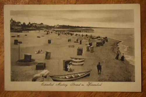 Ostseebad Misdroy, Strand mit Herrenbad,  1919 gelaufen