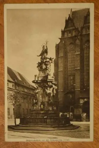 Breslau, Nepomuksäule vor der Kreuzkirche, um 1920 nicht gelaufen