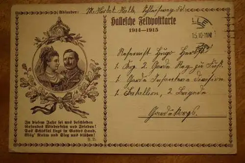 Hallesche Feldpostkarte 1914-1915, Zur Reichs-Wollwoche, um 1915 gelaufen