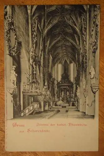 Gruß aus Schweidnitz, Katholische Pfarkirche, Inneres, um  1918 nicht gelaufen