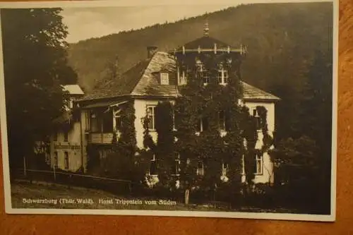 Schwarzburg (Thür. Wald), Hotel Trippstein vom Süden,  um 1910 nicht gelaufen