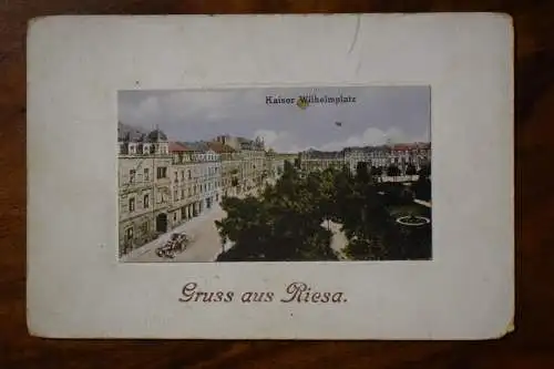 Ak Gruss aus Riesa, Kaiser Wilhelmplatz,  um 1918 gelaufen