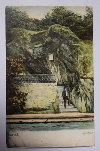 Ak Halle Jahn´s Höhle, 1908 gelaufen