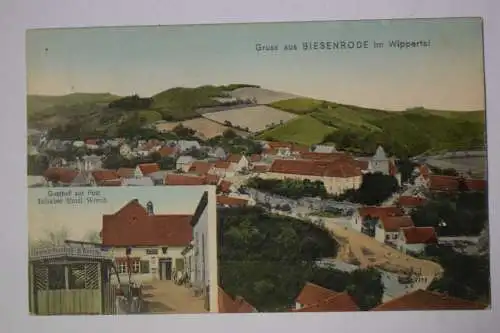 Ak Gruss aus Biesenrode im Wippertal, Gasthof zur Post Inh. Emil Worch,  1908 g.