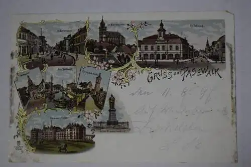 Ak Gruss aus Pasewalk, Ückerstrasse, Marienkirche, Am Bollwerk, Kaserne 1897