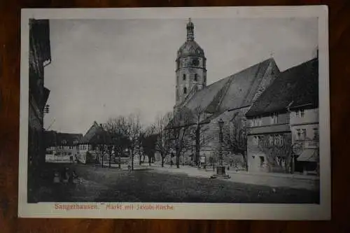 AK Sangerhausen, Markt mit Jakobi-Kirche, 1915 gelaufen Feldpost