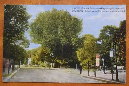 Ak Lwów, Lemberg Goluchowski-Monument u. Jesuitenpark, um 1910 nicht gelaufen