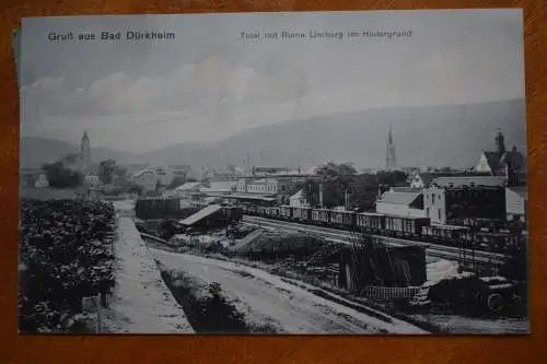 Ak Gruß aus Bad Dürkheim, Total mit Ruine Limburg im Hintergrund,  1913 gelaufen