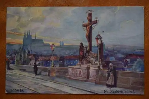 Ak Prag, Na Karlové moste , um 1913 gelaufen