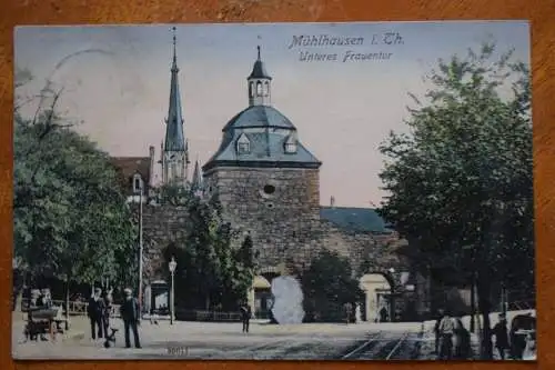 Ak Mühlhausen in Th., Unteres Frauentor, 1909 gelaufen