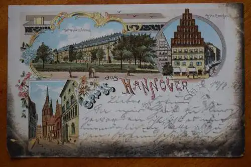 Ak Gruss aus Hannover, Residenzschloss, Alte Canzlei, Marktkirche, 1898 gelaufen