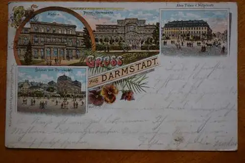 Ak Gruss aus Darmstadt, Palais, Gartenseite, Altes Palais, Schloss, um 1901 gel.