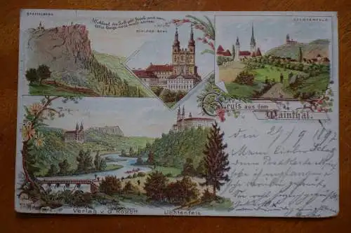 Ak Gruss aus dem Mainthal, Lichtenfels, Schloss Banz, 1897 gelaufen