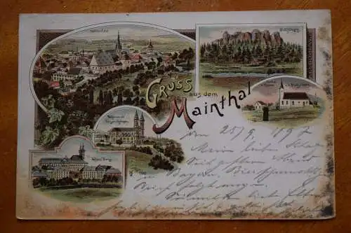 Ak Gruss aus dem Mainthal, Lichtenfels, Staffelberg, Kirche u. Klause, 1897 gel.